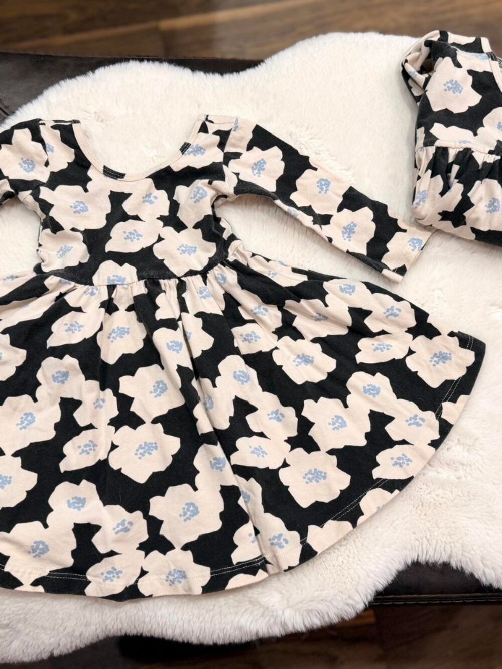 Alice + Ames Black Beige Floral Babydoll Dress 2T